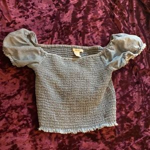 Denim off shoulder crop top